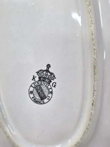 petit plat ravier coquillage faïence KG lunéville motif réverbère