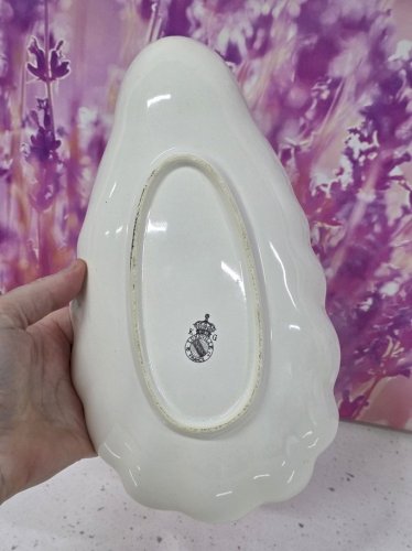 petit plat ravier coquillage faïence KG lunéville motif réverbère