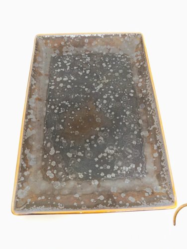 petit plateau porcelaine de limoges marque jaune de chrome en etat correct