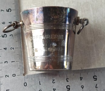 Miniature champagne bucket / promotional item, Reneka Silverware Strasbourg