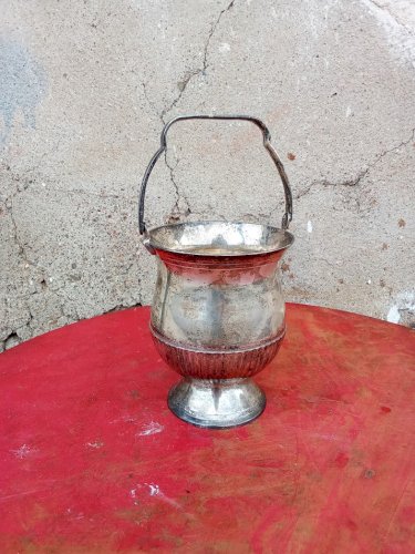  Petit seau à glace en métal argenté 