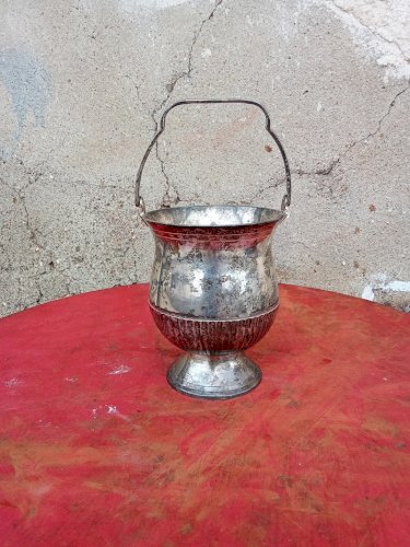  Petit seau à glace en métal argenté 