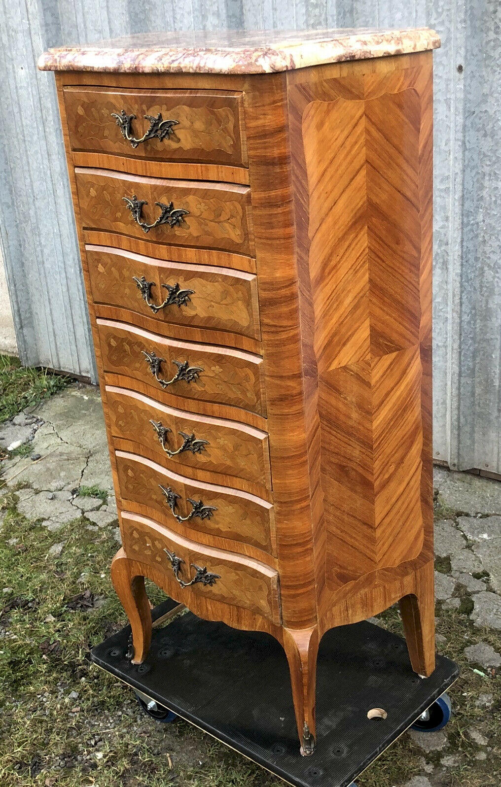 Petite Commode type Chiffonnier - 4 tiroirs avec marbre - Art Déco - Ameublement