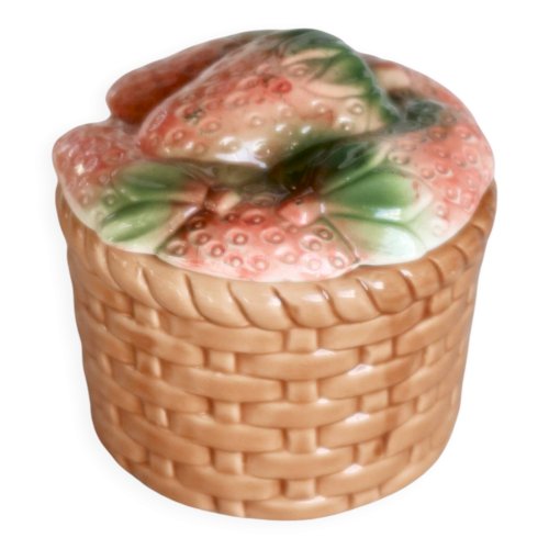 Petit sucrier vintage en céramique motif fraises