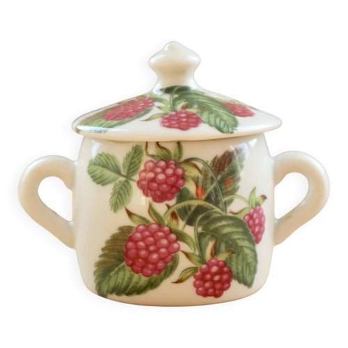 Petit sucrier vintage porcelaine de Paris – Décor fruits rouges