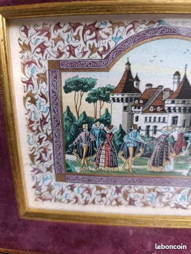 Petit tableau dans le gout de Jean Gradassi à decor de chateau en bon etat (made in chiner)
