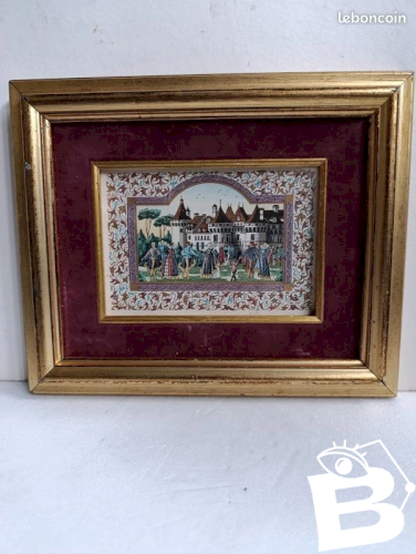 petit tableau dans le gout de Jean Gradassi à decor de chateau en bon etat