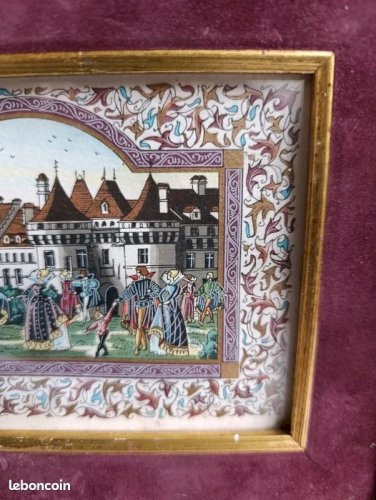 petit tableau dans le gout de Jean Gradassi à decor de chateau en bon etat