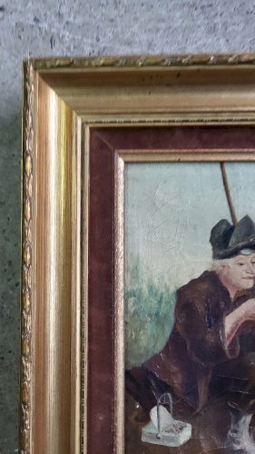 PETIT TABLEAU PEINTURE UN PECHEUR SIGNE A. GERVAISE DU XIX ème SIECLE REF FRANC