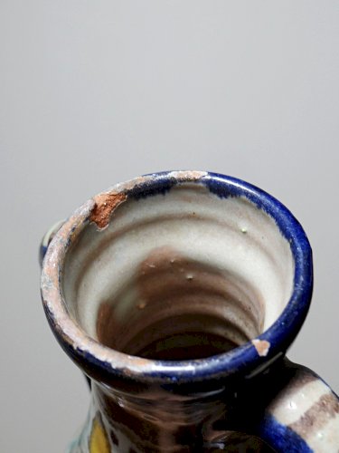 Petit vase amphore artisanat Tunisien, Nabeul, vintage céramique polychrome