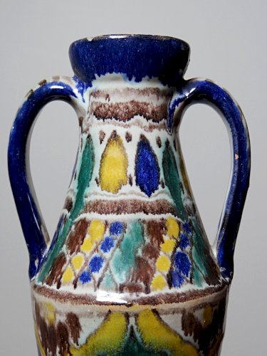 Petit vase amphore artisanat Tunisien, Nabeul, vintage céramique polychrome