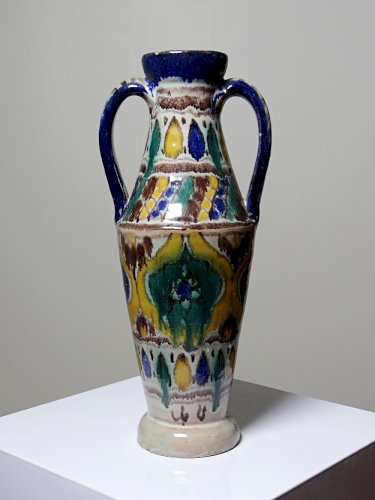 Petit vase amphore artisanat Tunisien, Nabeul, vintage céramique polychrome