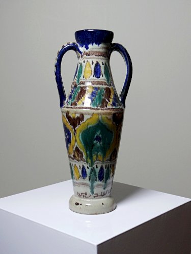 Petit vase amphore artisanat Tunisien, Nabeul, vintage céramique polychrome