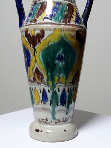 Petit vase amphore artisanat Tunisien, Nabeul, vintage céramique polychrome