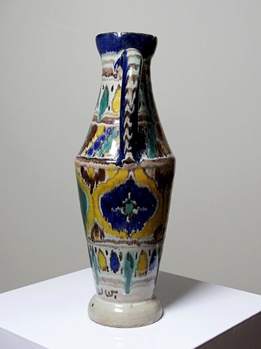 Petit vase amphore artisanat Tunisien, Nabeul, vintage céramique polychrome