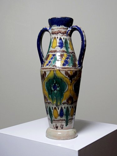 Petit vase amphore artisanat Tunisien, Nabeul, vintage céramique polychrome
