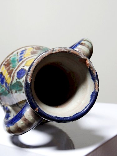 Petit vase amphore artisanat Tunisien, Nabeul, vintage céramique polychrome