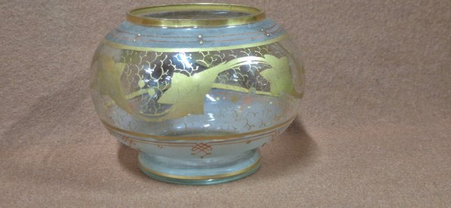 SMALL ANCIENT GLASS VASE WITH GILDING