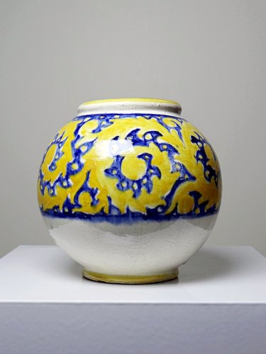 Petit vase boule poterie artisanal Marocaine vintage Serghini pour Biti Style