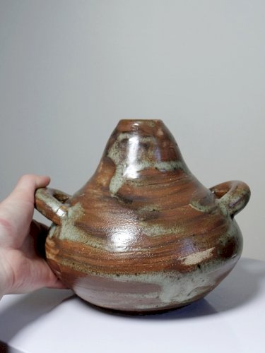 Petit vase brutaliste artisanal céramique vernissée début des années 2000