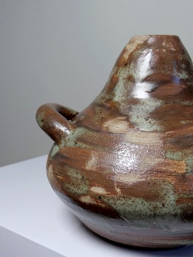 Petit vase brutaliste artisanal céramique vernissée début des années 2000