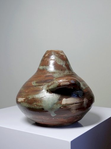 Petit vase brutaliste artisanal céramique vernissée début des années 2000