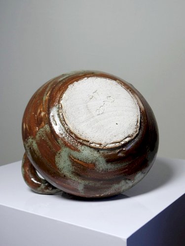Petit vase brutaliste artisanal céramique vernissée début des années 2000