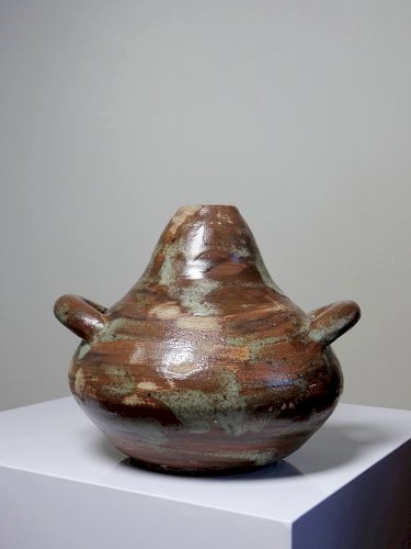 Petit vase brutaliste artisanal céramique vernissée début des années 2000