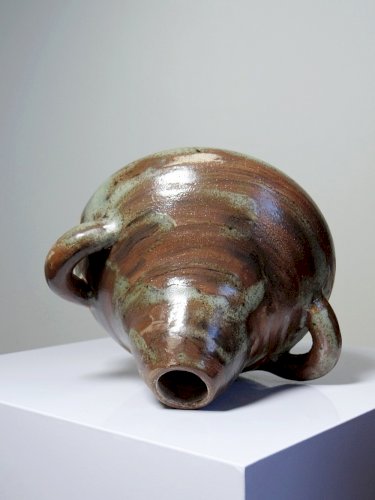 Petit vase brutaliste artisanal céramique vernissée début des années 2000