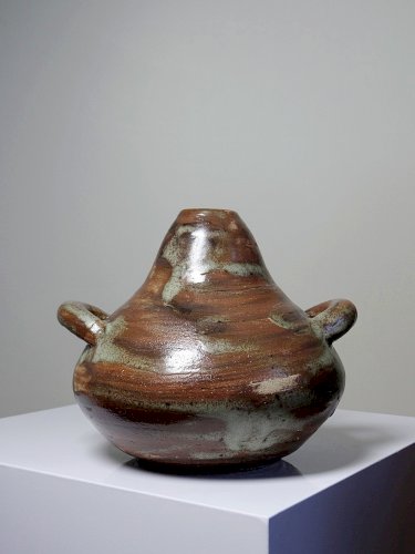 Petit vase brutaliste artisanal céramique vernissée début des années 2000