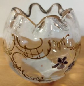 Petit VASE COUPE Boule 1900 Emaillee MONTJOYE Violette 7VH 29/12