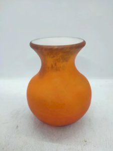 small round glass paste vase signed Gabriel Milesi in good condition