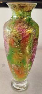 Small VASE LACQUERED LINE Glass Eglomise GLASSWARE Decoration Showcase 7VE 19/12