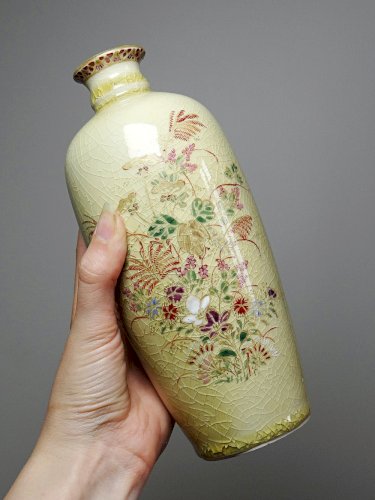 Petit vase ou bouteille à saké "Tokkuri" Satsuma Japon vintage céramique