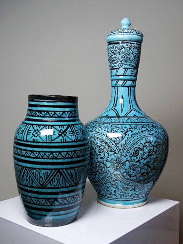 Petit vase Safi porterie artisanale Marocaine vintage turquoise