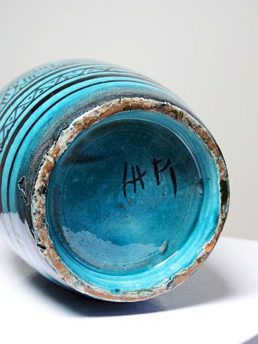 Petit vase Safi porterie artisanale Marocaine vintage turquoise