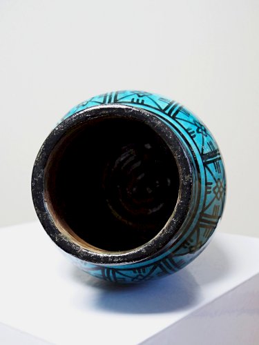 Petit vase Safi porterie artisanale Marocaine vintage turquoise