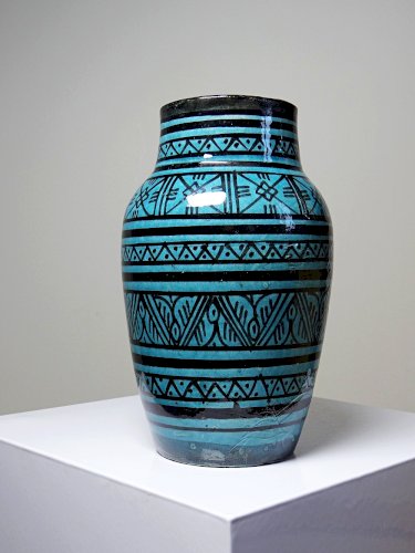 Petit vase Safi porterie artisanale Marocaine vintage turquoise
