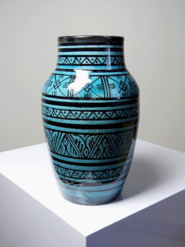 Petit vase Safi porterie artisanale Marocaine vintage turquoise