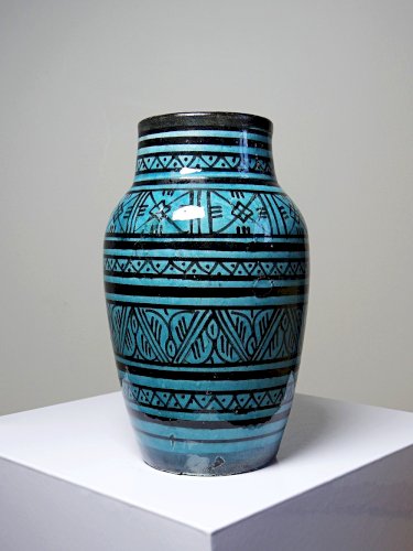 Petit vase Safi porterie artisanale Marocaine vintage turquoise