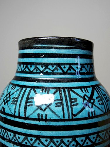 Petit vase Safi porterie artisanale Marocaine vintage turquoise