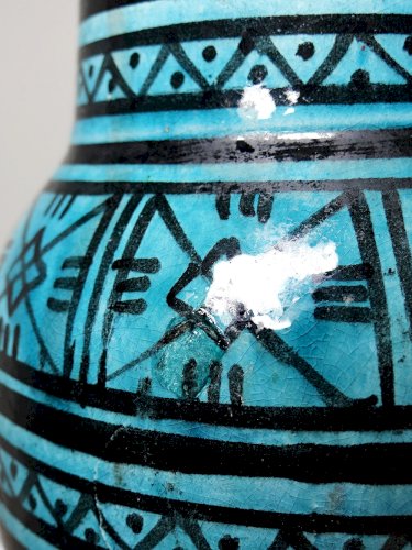 Petit vase Safi porterie artisanale Marocaine vintage turquoise
