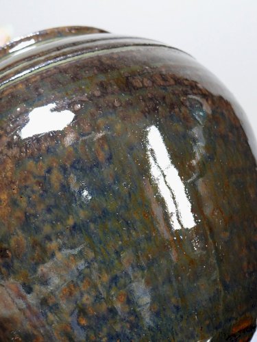 Petit vase vintage/ancien grès très fin émaillé flammé céramique d'art signature