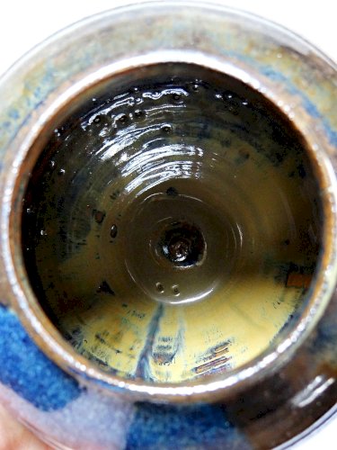 Petit vase vintage/ancien grès très fin émaillé flammé céramique d'art signature