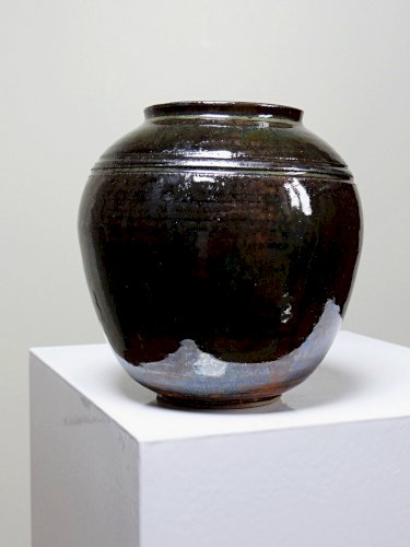 Petit vase vintage/ancien grès très fin émaillé flammé céramique d'art signature