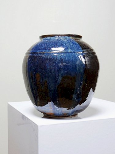 Petit vase vintage/ancien grès très fin émaillé flammé céramique d'art signature