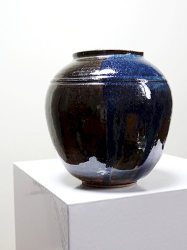 Petit vase vintage/ancien grès très fin émaillé flammé céramique d'art signature
