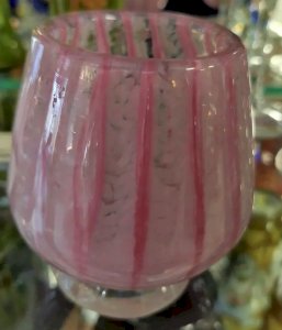 Petit Verre Vase Pot PATE de Verre Rose VERRERIE Decoration Vitrine 6VE 19/12