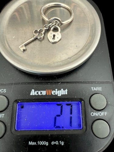 Petite bague vintage argent 925 clé et cadenas Amour taille 48FR soit 15,3 mm