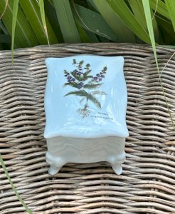 Petite boîte en porcelaine motif botanique